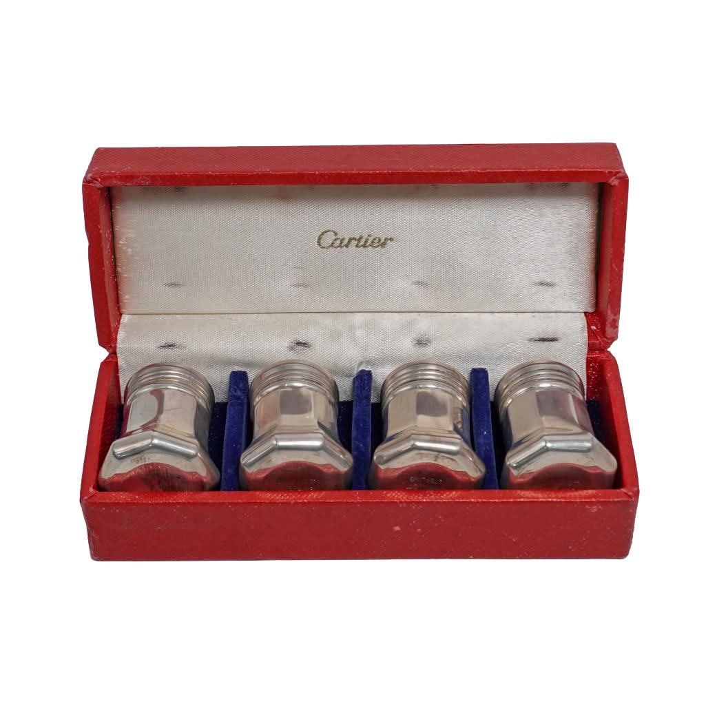 (4 pcs) Boxed Set of Sterling Cartier Salt and Pepper Shakers (1 of 6)