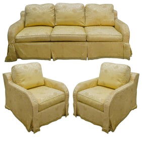 (3 pcs) Antique Upholstered Sofa and Armchairs