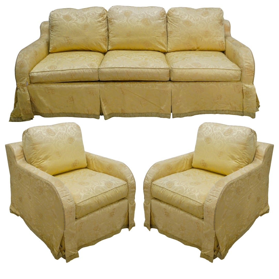 (3 pcs) Antique Upholstered Sofa and Armchairs (1 of 13)