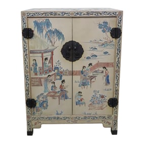 Chinoiserie Lacquered Wood Intaglio Carved Cabinet