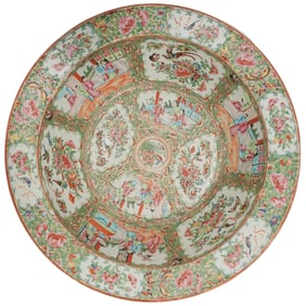 Antique Chinese Rose Medallion Porcelain Wash Basin