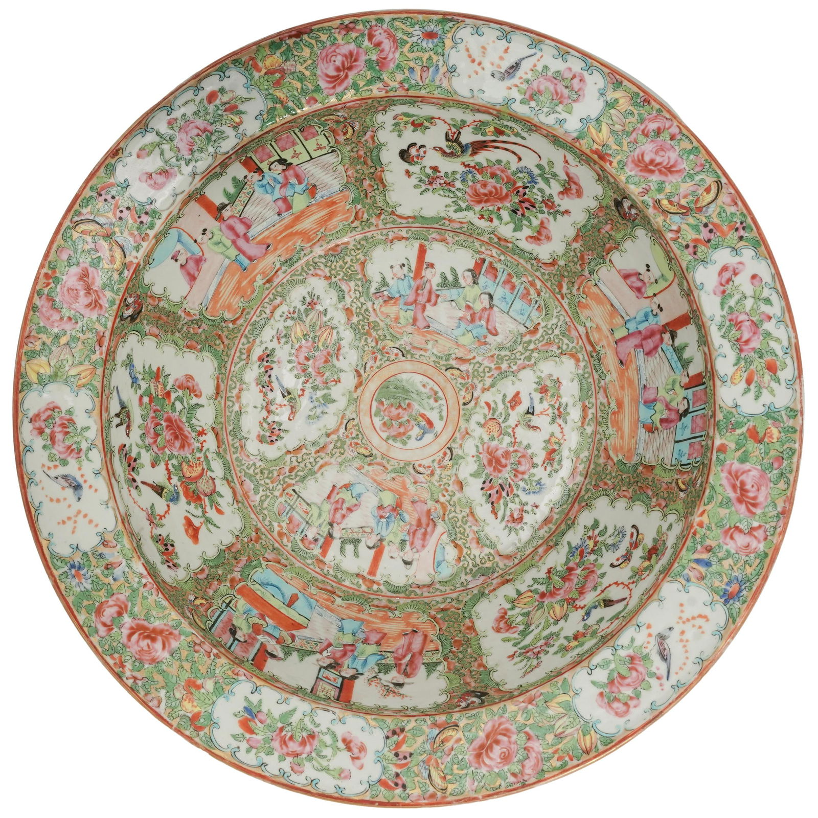 Antique Chinese Rose Medallion Porcelain Wash Basin (1 of 8)