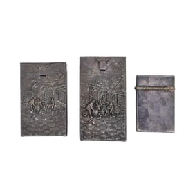 (3 pcs) Hallmarked Silver-Plated Match Strike Safes