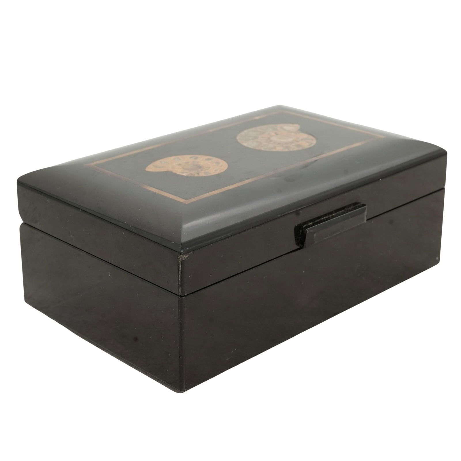 Italian Inlaid Stone and 2Amonite Lidded Treasure Box (1 of 6)
