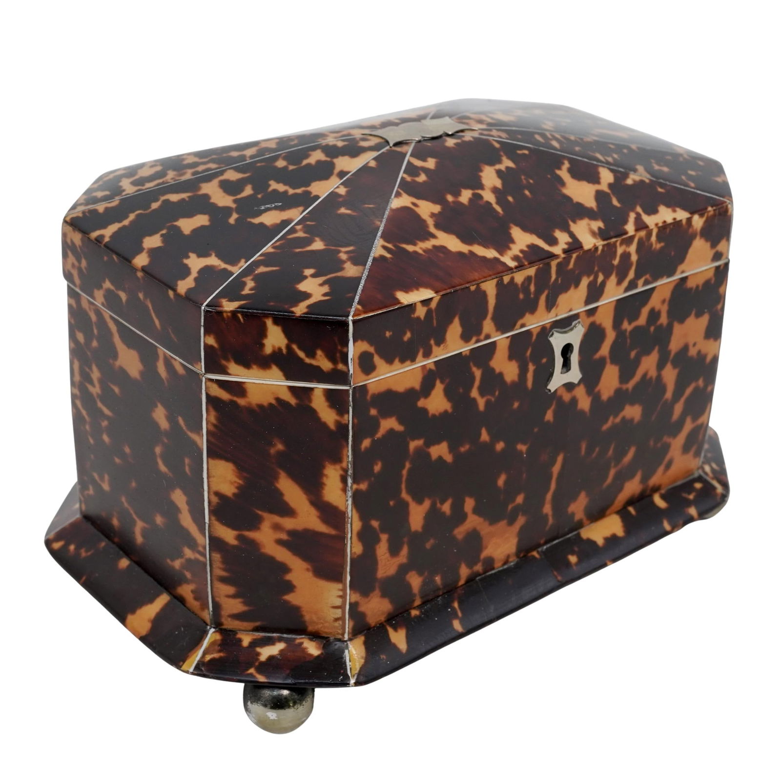 Antique English Victorian English Tortoise Hued Tea Caddy (1 of 7)