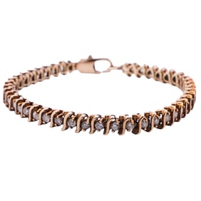 Vintage 14k Gold and Diamond Tennis Bracelet