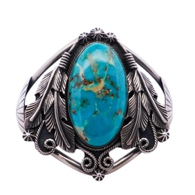 Native American Sterling Silver and Turquoise Cuff Bracelet