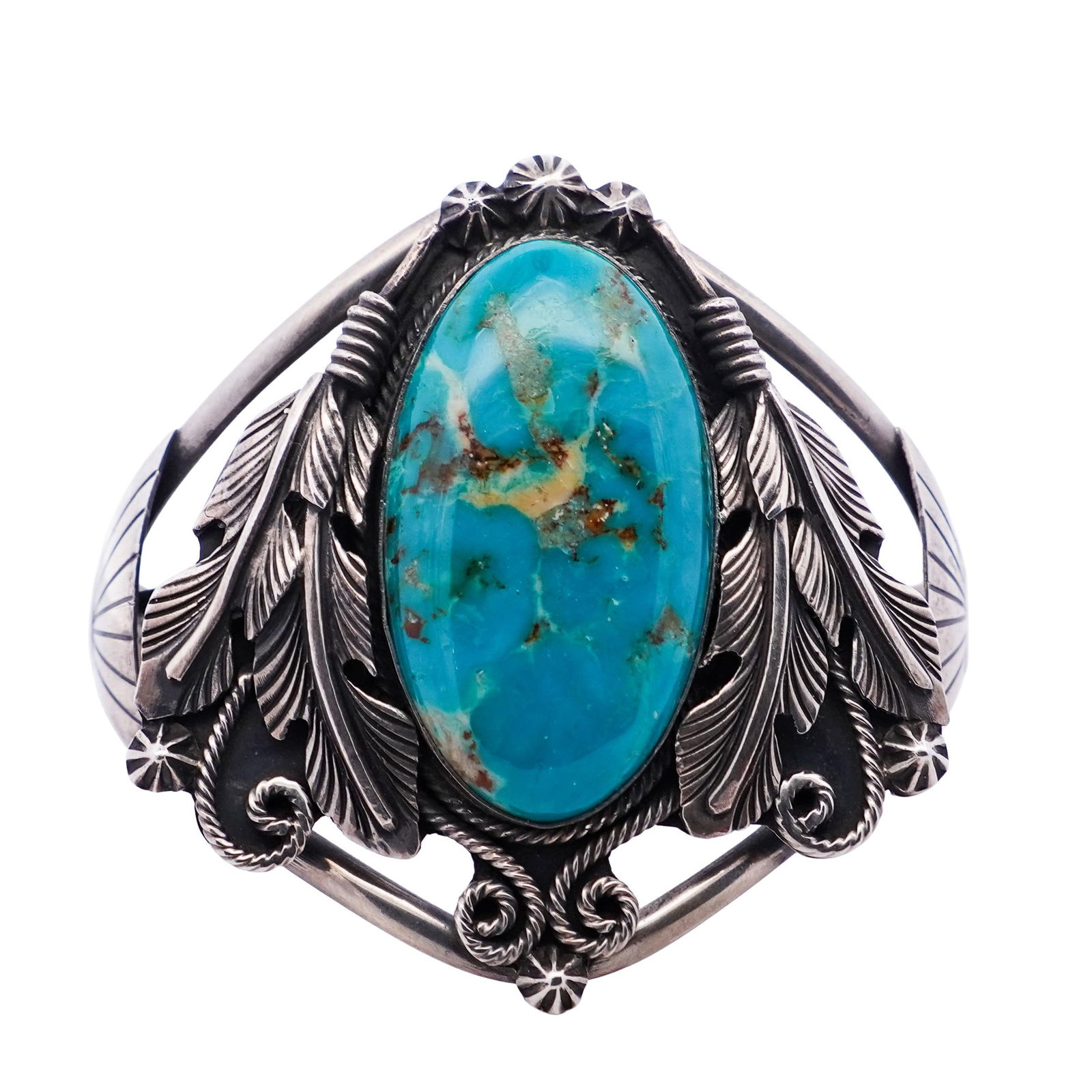 Native American Sterling Silver and Turquoise Cuff Bracelet (1 of 5)