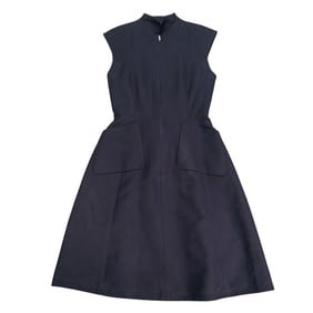 Vintage Hermes Navy Blue Cotton Sleeveless Dress