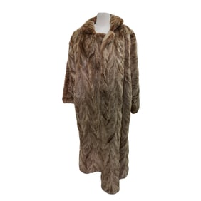 Vintage Beaver Fur Chevron Cut Large Coat