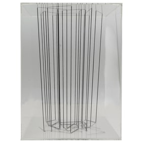 Signed Modern Lucite and Rubber Bands Abstract Sculpture