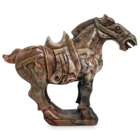 Large Chinese Carved Jade Horse Statue