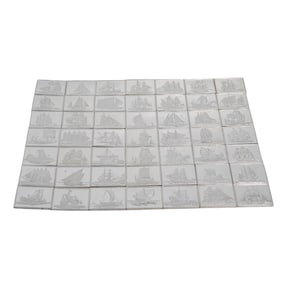 (49 Pc) Franklin Mint "Great Sailing Ships Of History" Sterling Silver Ingot Set