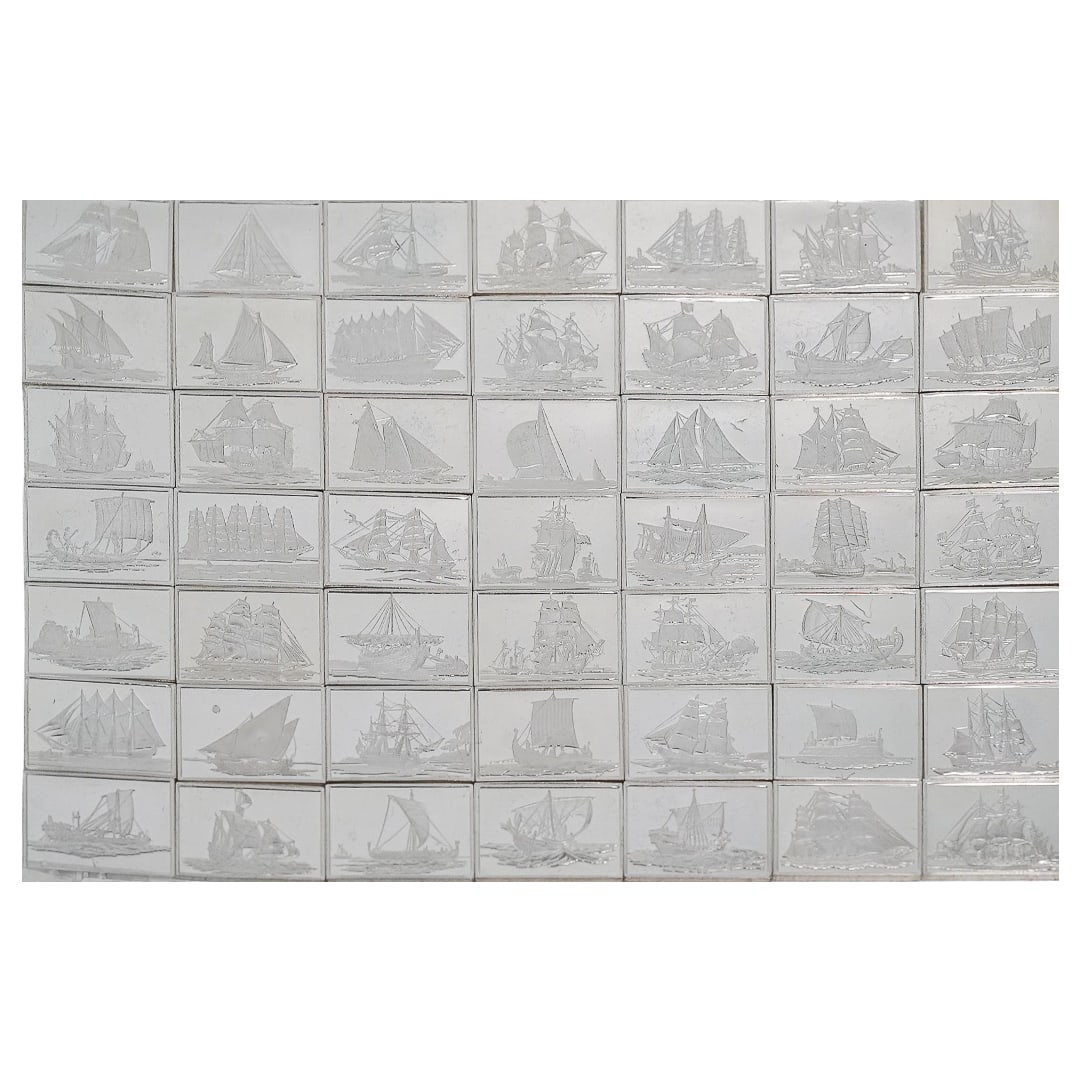(49 Pc) Franklin Mint "Great Sailing Ships Of History" Sterling Silver Ingot Set (1 of 9)