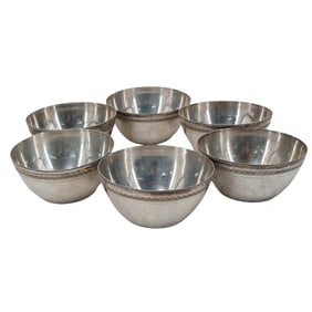 (6 Pc) Antique Egyptian Silver Nut Bowls