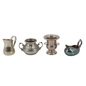 (4 pcs) Hallmarked Silver Cream and Sugar Cups