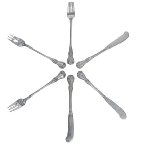 (6 Pc) Sterling Silver Towle Cocktail Forks & Spreader Knives Set