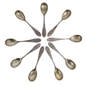 (9 Pc) 19th Cent. American Sterling Silver Demitasse Spoons Set