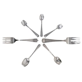 (7 Pc) Antique Sterling Silver Serving Forks & Sporks Grouping