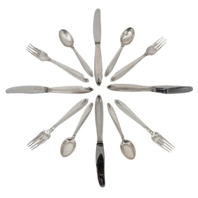 (12 Pc) MCM Danish Peter Hertz "Madeleine" Sterling Silver Flatware Set