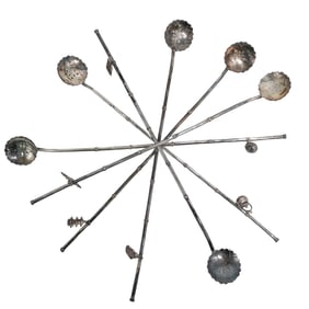 (6 Pc) Vintage 950 Sterling Silver Stirrer Straws Set