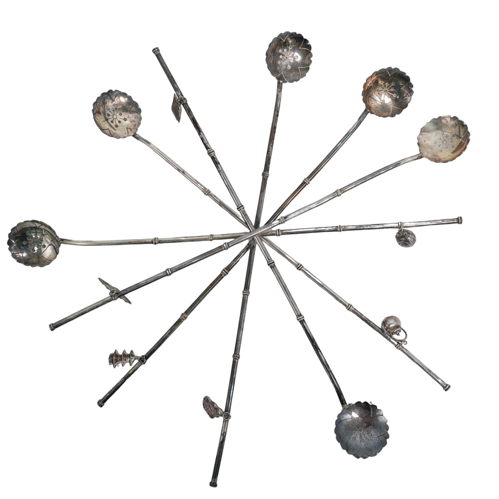 (6 Pc) Vintage 950 Sterling Silver Stirrer Straws Set (1 of 9)