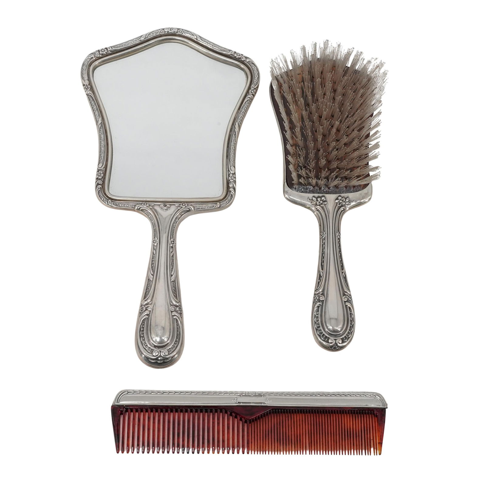 (3 pcs) Gorham, Saart Brothers Sterling Silver Vanity Grooming Set (1 of 10)