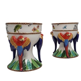 Pair Of Lynn Chase Jubilee Parrot Footed Vases
