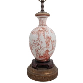 Royal Crown Derby Chinoiserie Porcelain Vase Lamp