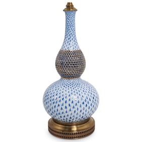 Herend Reticulated Blue Fishnet Table Lamp