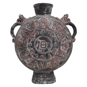 Chinese Archaic Style Terracotta Moon Flask