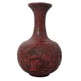 19th Cent. Chinese Cinnabar Lacquer Vase