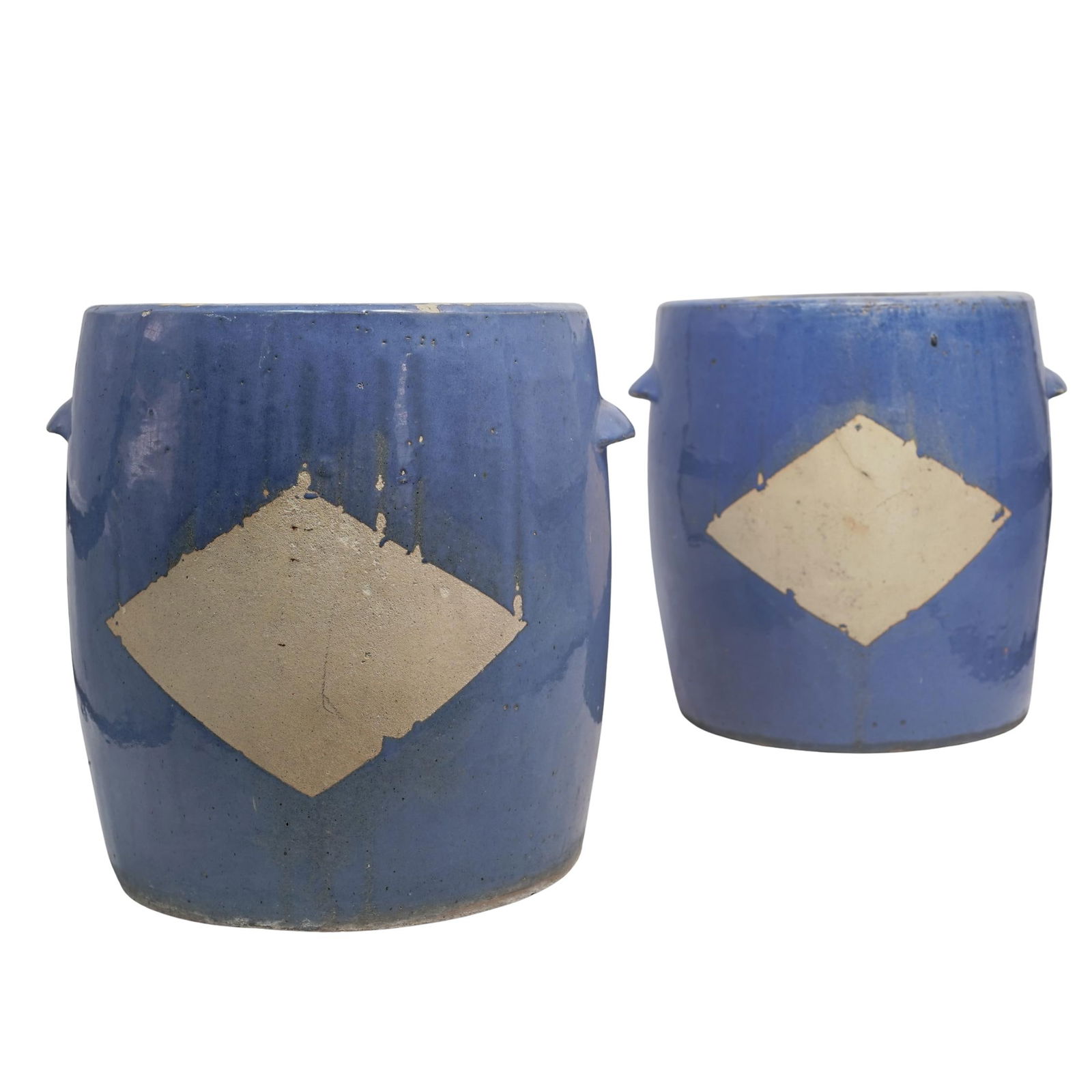 (2 Pc) Pair Of Glazed Stoneware Garden Stools (1 of 6)