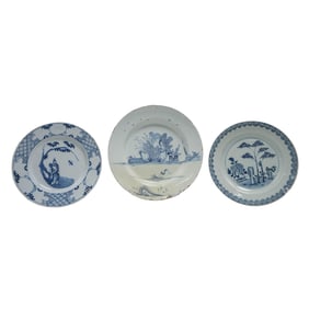 (3 pcs) Antique Chinese Blue and White Porcelain Plates