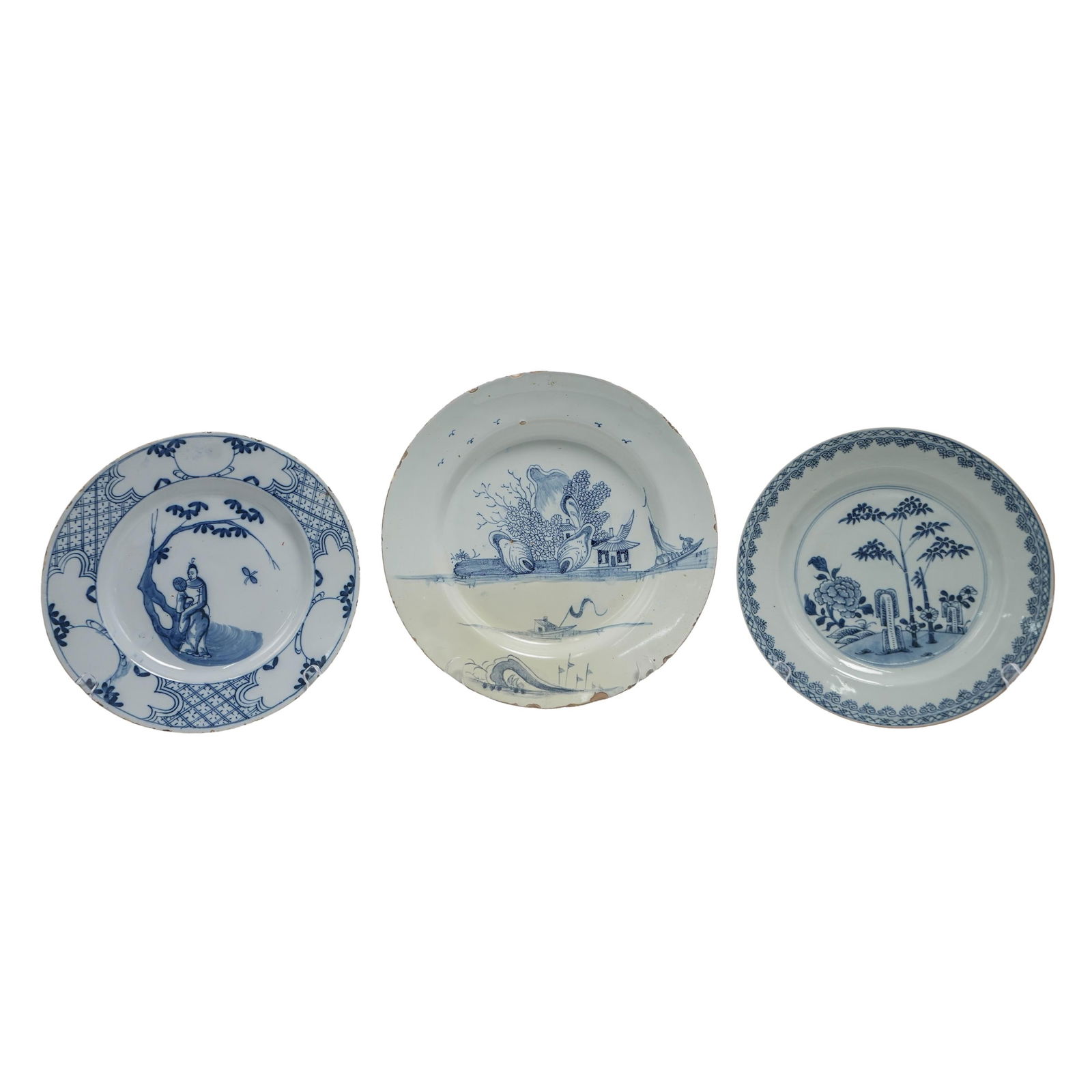 (3 pcs) Antique Chinese Blue and White Porcelain Plates (1 of 13)