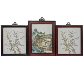 (3 pcs) Japanese Hand-Painted Porcelain Plaques