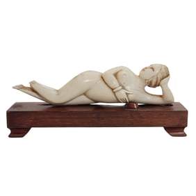 Chinese Bone Carving Of A Doctor's Lady