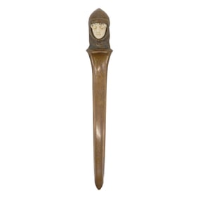 Dominique Alonzo Medieval Revival Bronze & Carved Bone Letter Opener