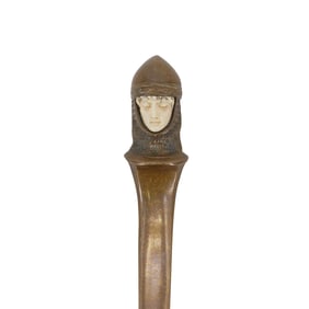 Dominique Alonzo Medieval Revival Bronze & Carved Bone Letter Opener