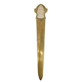 Alfred Jorel (French, 1860-1927) Art Nouveau Gilt Bronze & Bone Letter Opener