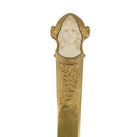Alfred Jorel (French, 1860-1927) Art Nouveau Gilt Bronze & Bone Letter Opener