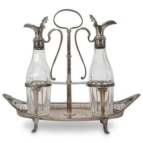 Thomas Bradbury & Sons Silver and Crystal Oil and Vinegar Set