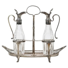 Thomas Bradbury & Sons Silver and Crystal Oil and Vinegar Set