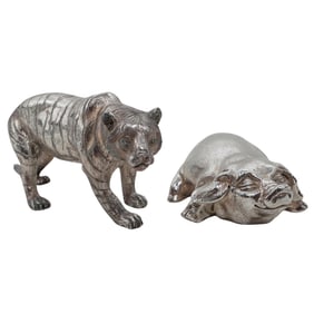 (2 Pc) Sterling Silver Overlay Animal Figurines