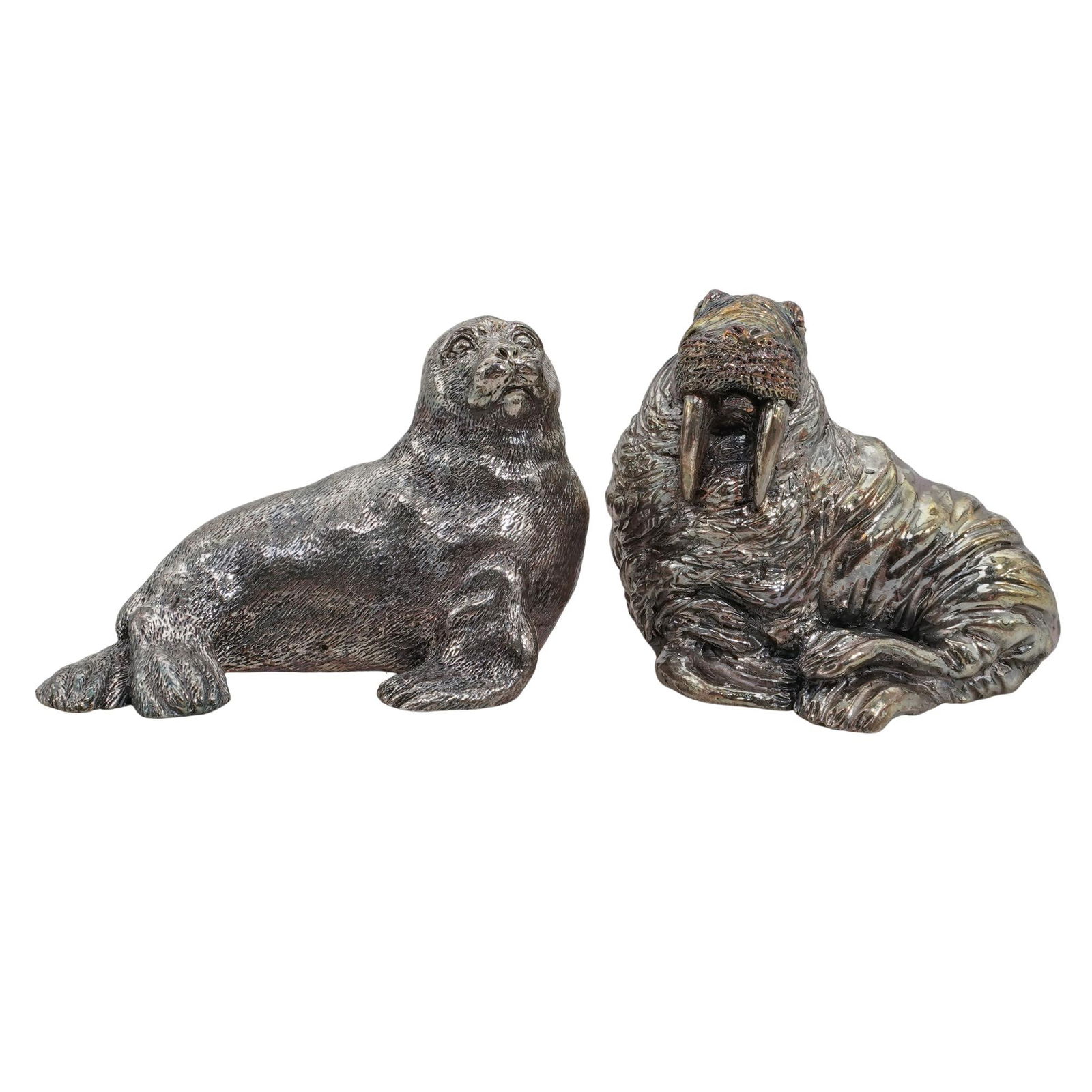 (2 Pc) Magrino Sterling Silver Overlaid Seal and Walrus (1 of 6)