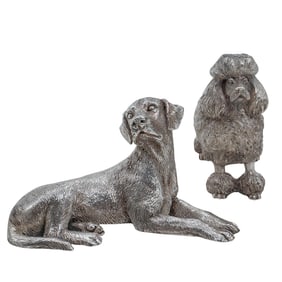 (2 Pc) Magrino Italian Silver Overlay Dog Figurines