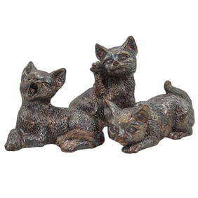 (3 Pc) Argento Sterling Silver Overlaid Kitten Figurines