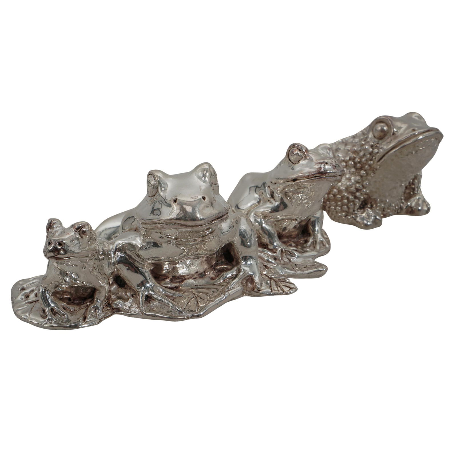 (2 Pc) Sterling Silver Overlaid Frog Figurines (1 of 5)
