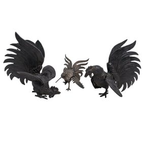 (3 pcs) Iron and Metal Roosters
