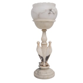 Vintage Carved Marble Doves Table Lamp